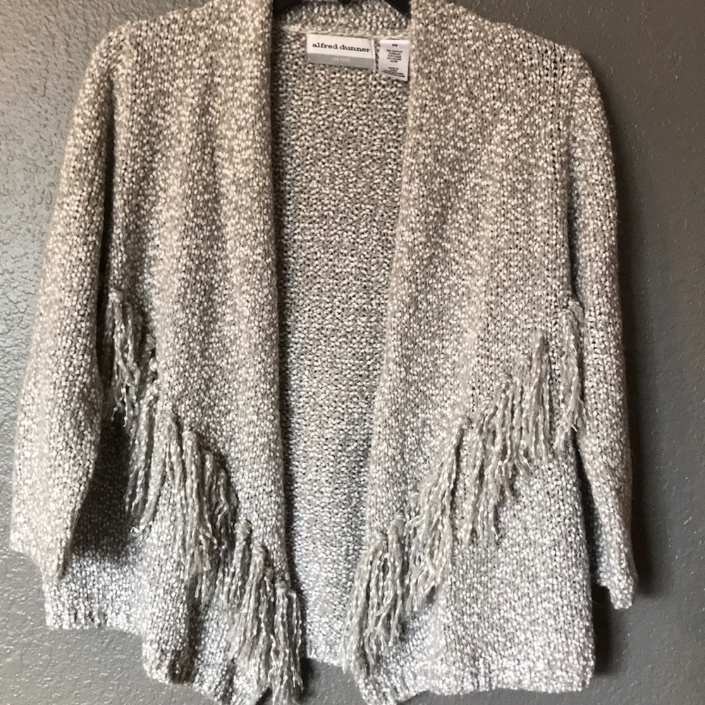 Alfred Dunner Fringe Pebble Cardigan PS